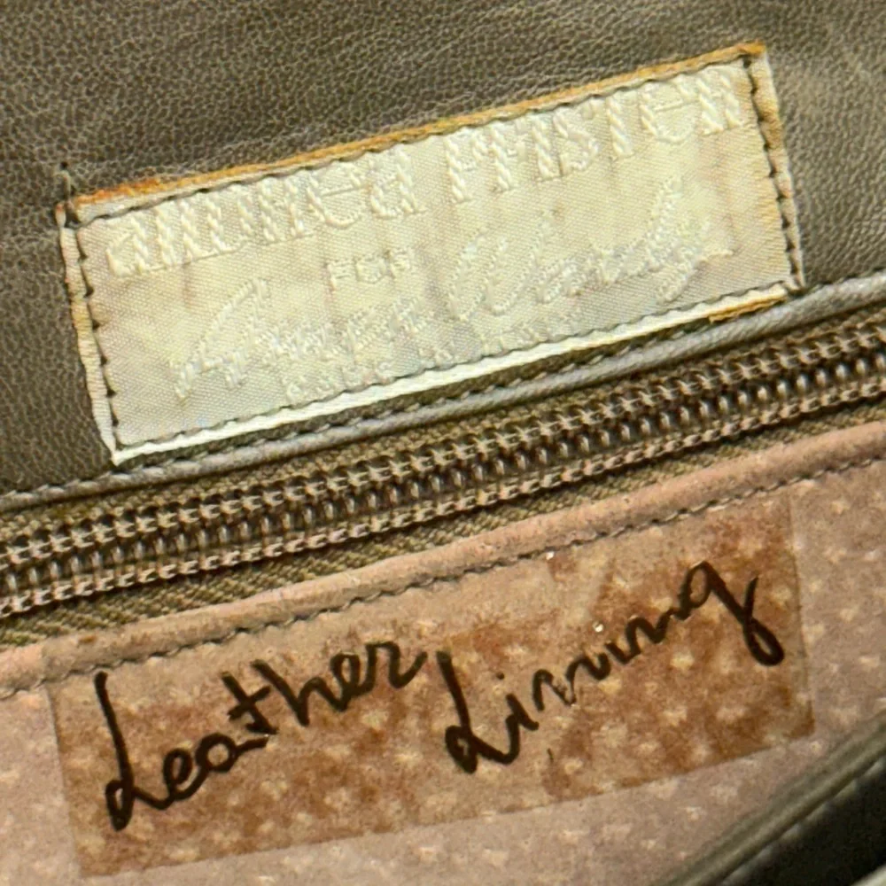 ANDREA PFISTER FOR AMEN WARDY - GREY BROWN TAN SNAKE EMBOSSED LEATHER CLUTCH BAG - Picture 9 of 13